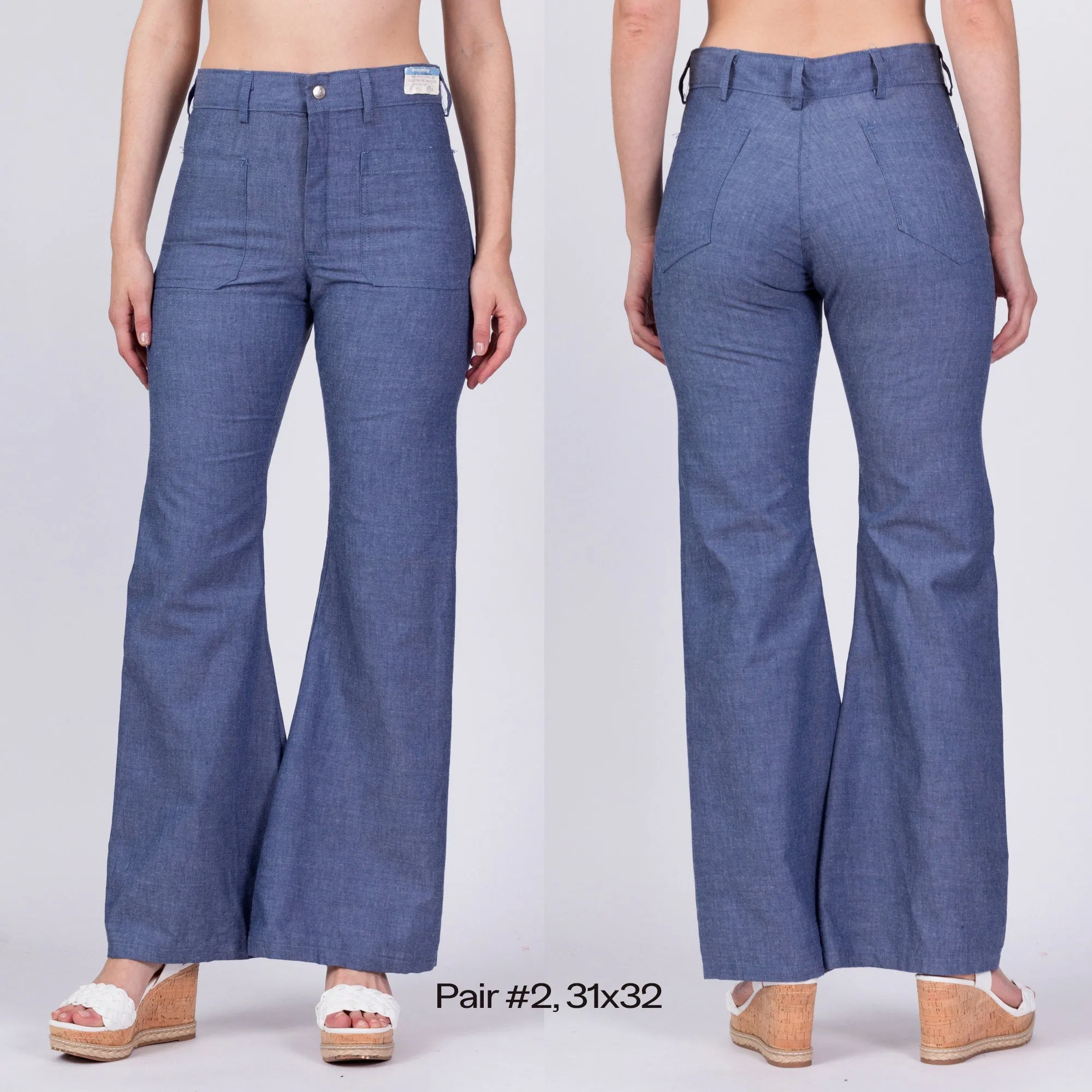 70s Seafarer Deadstock Flared Unisex Sailor Dungarees - 31x36 and 31x32