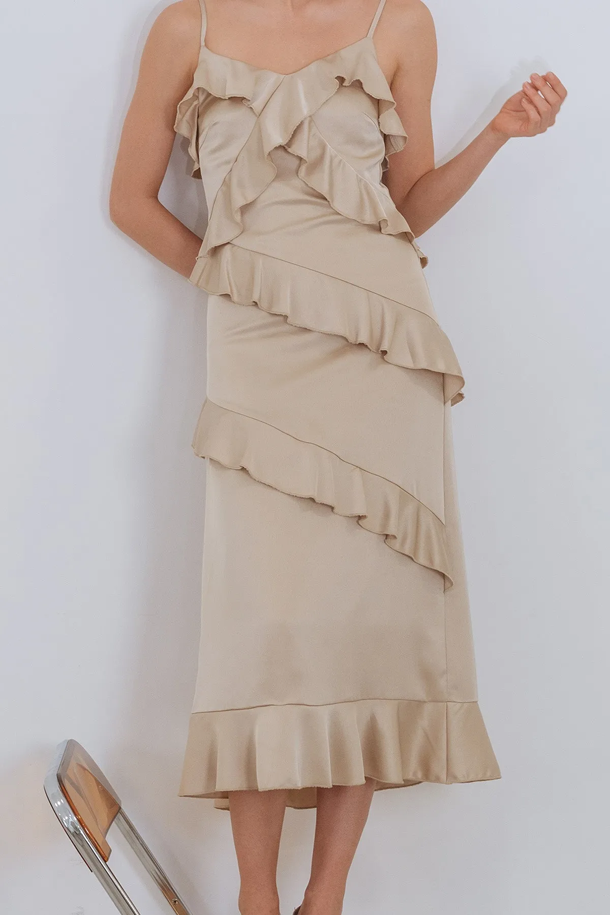 Arriettea Tiered Ruffled Camisole Maxi Dress