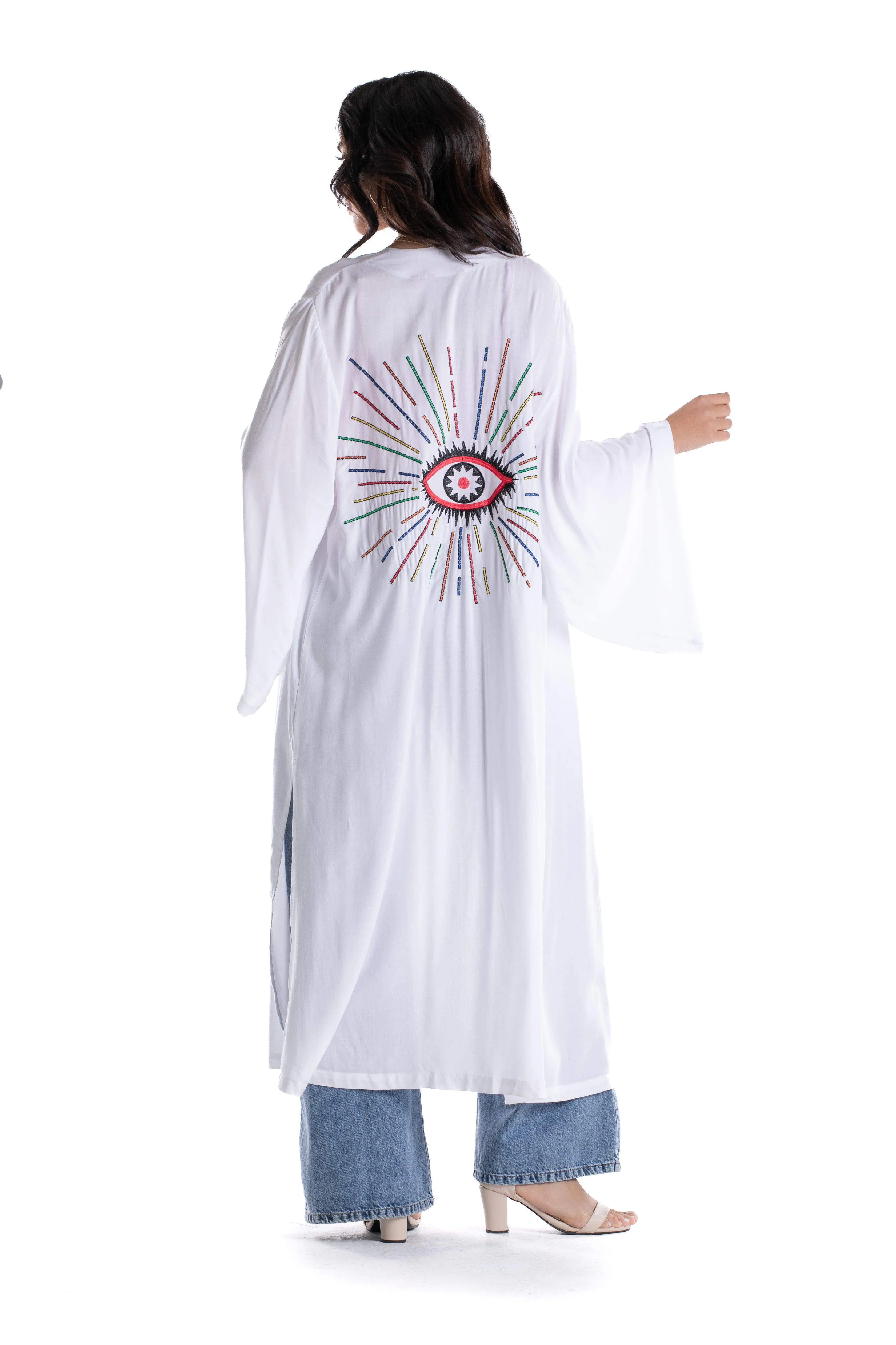 Back Eye Embroidery Kimono
