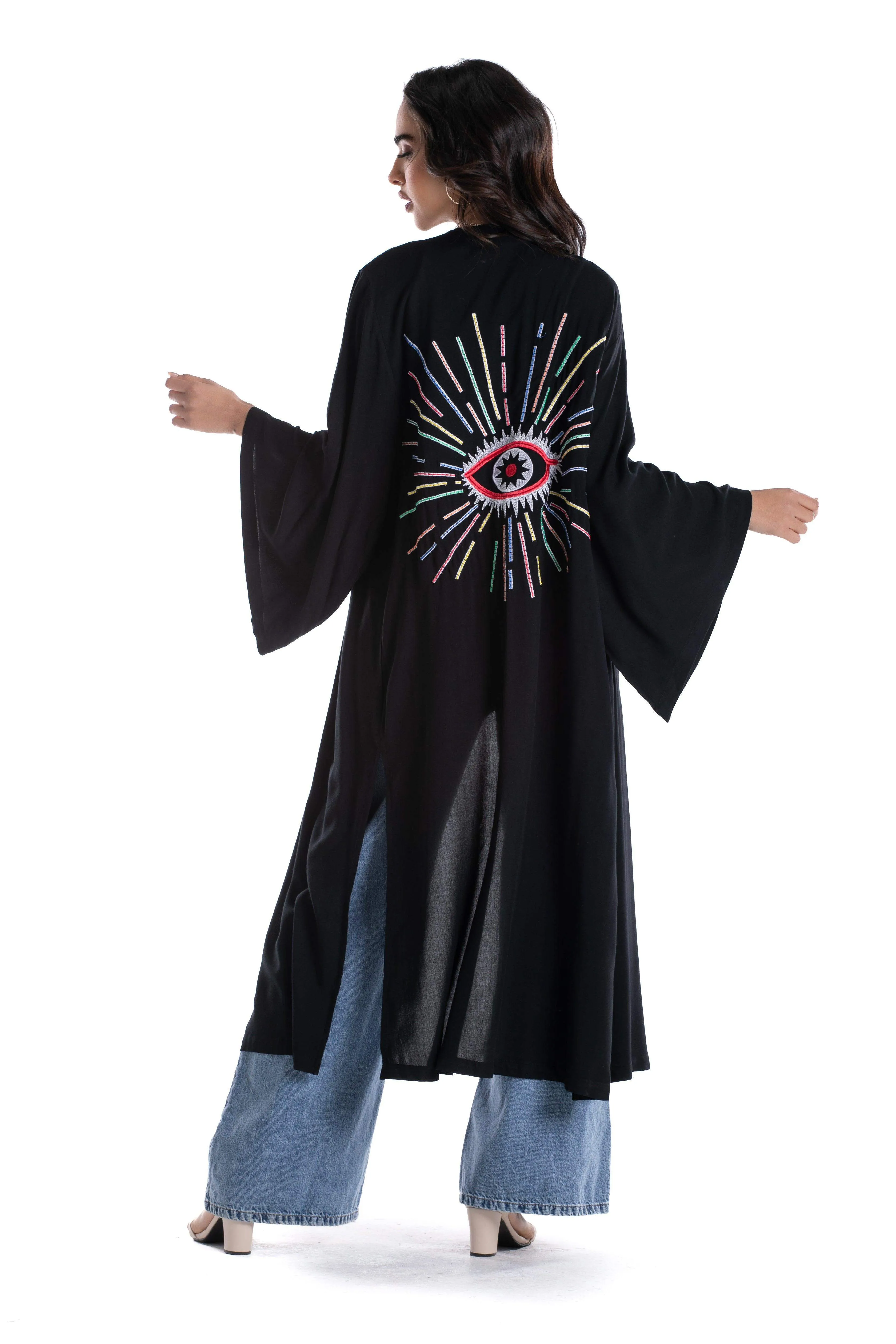 Back Eye Embroidery Kimono