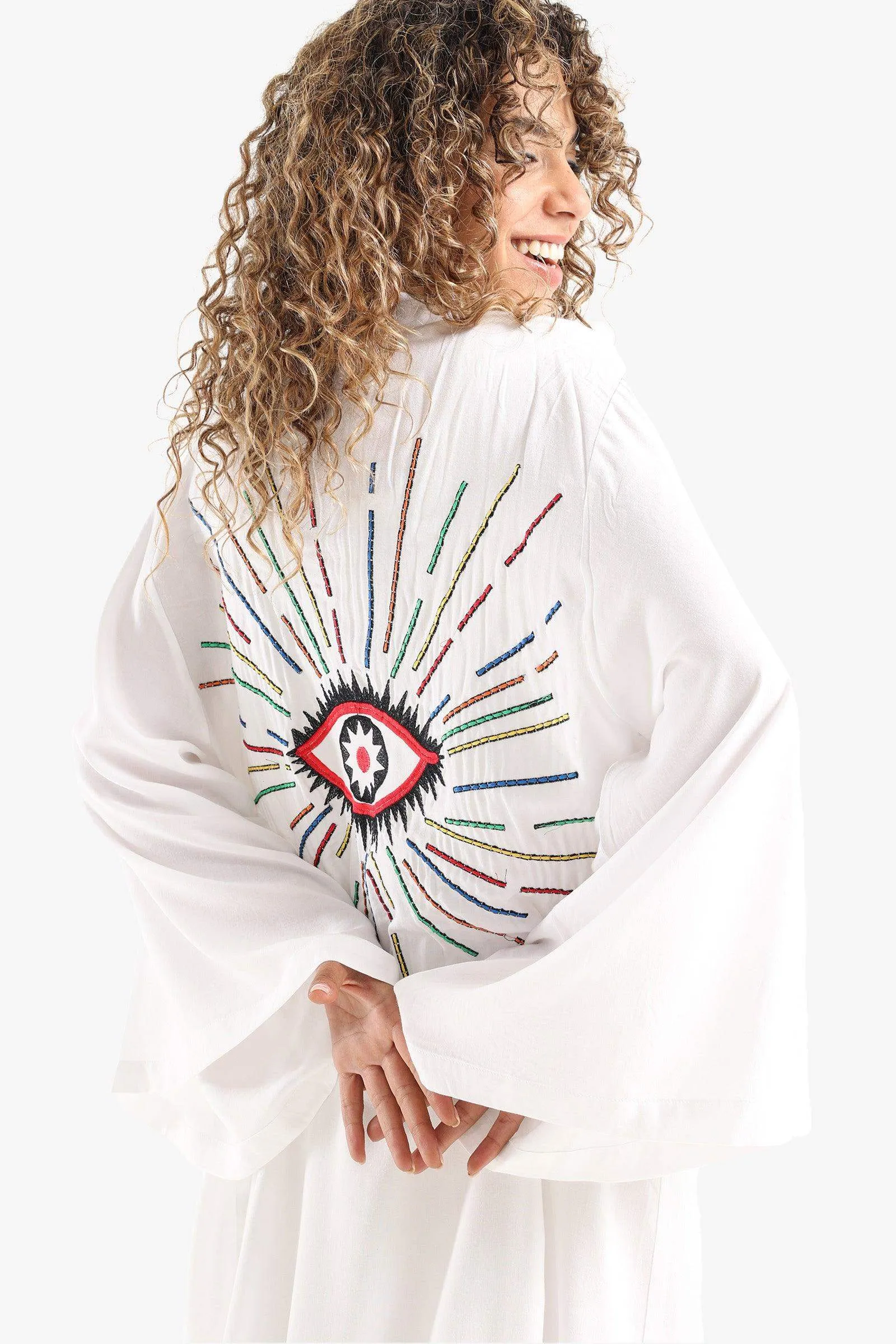 Back Eye Embroidery Kimono