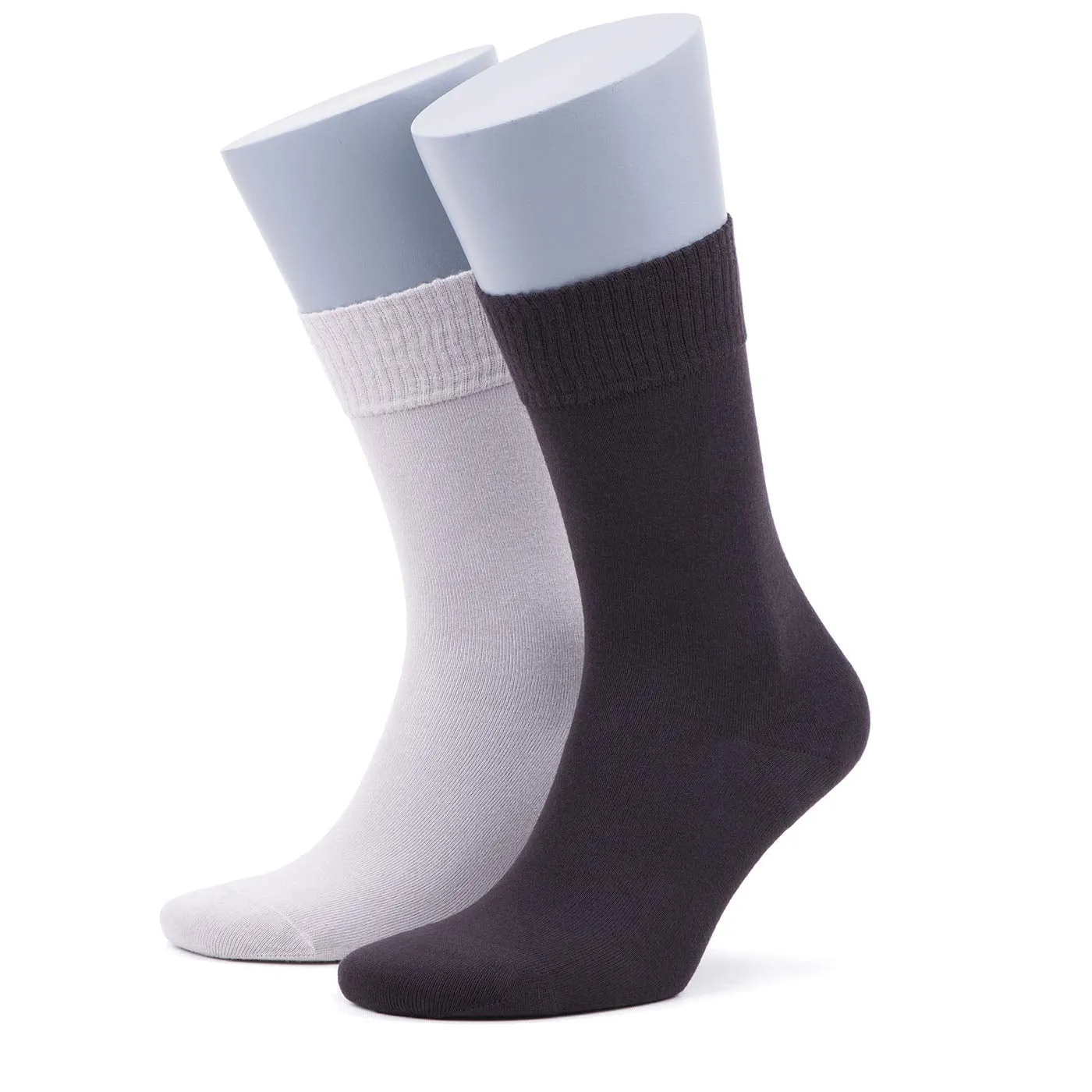 Bambooven Men’s Diabetic – Premium Bamboo, Super Soft, Odor Free & Breathable, Calf Socks, Crew Socks (2 Pack) Brown-gray