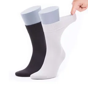 Bambooven Men’s Diabetic – Premium Bamboo, Super Soft, Odor Free & Breathable, Calf Socks, Crew Socks (2 Pack) Brown-gray