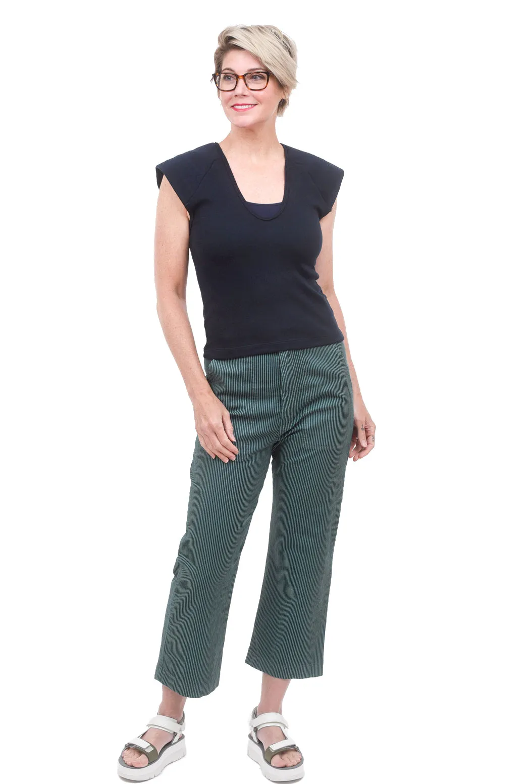 Boiler Pant, Green Stripe