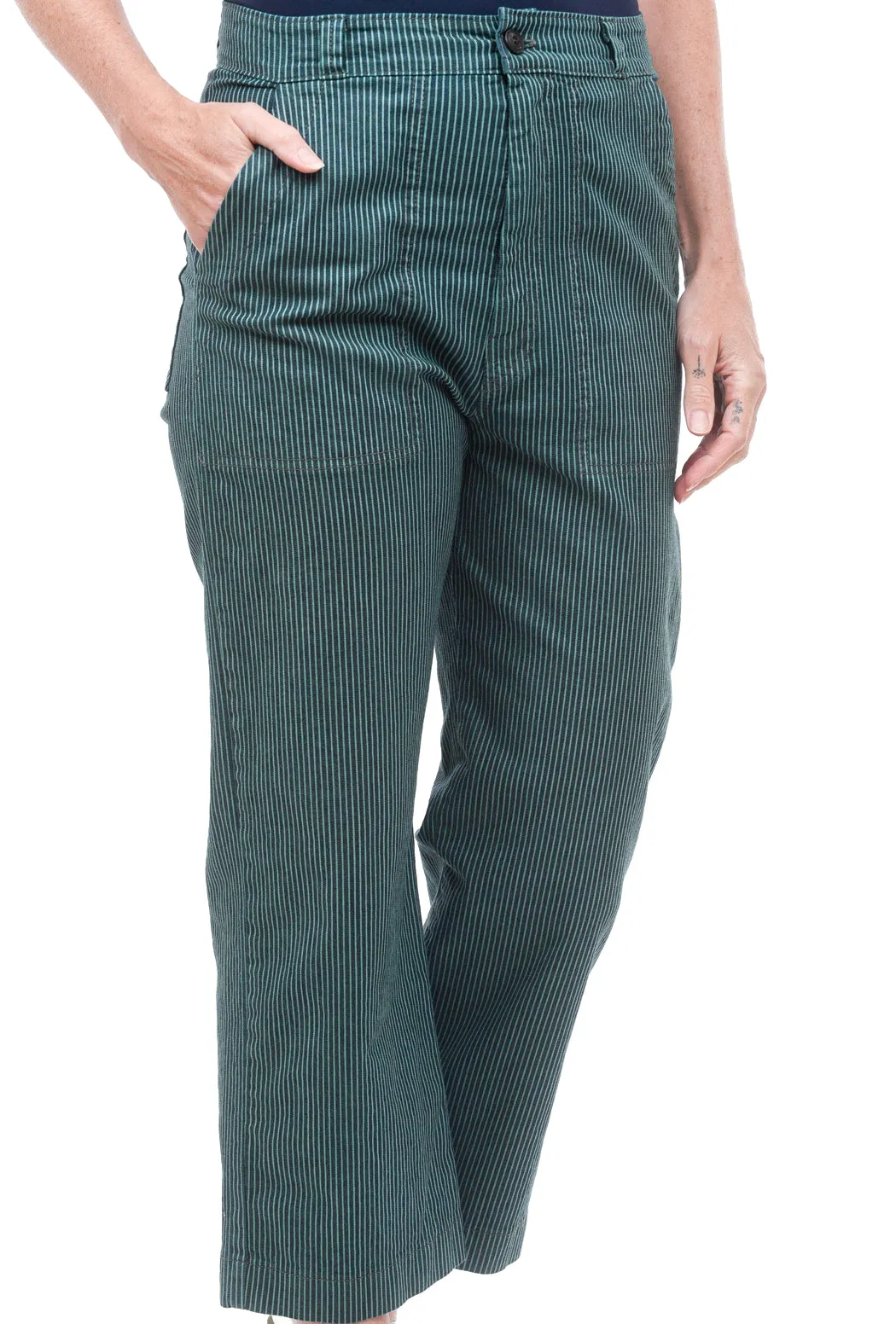 Boiler Pant, Green Stripe