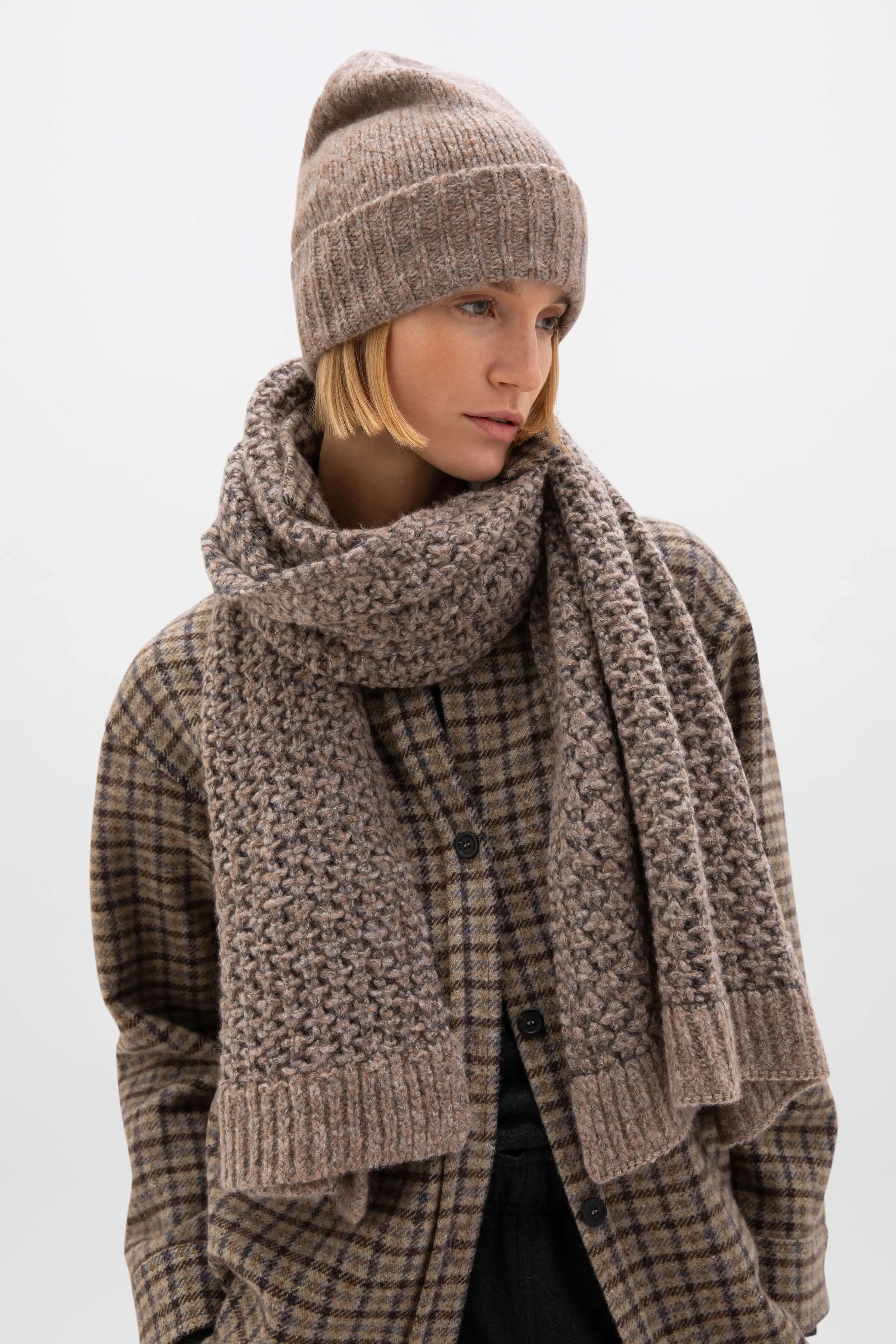 Brushed Cashmere Bouclé Beanie