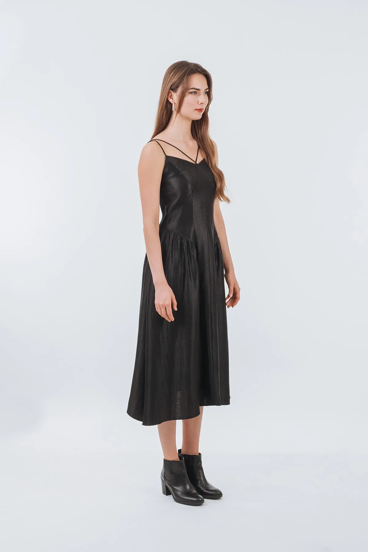 Carsiella Satin Halter Camisole Maxi Dress
