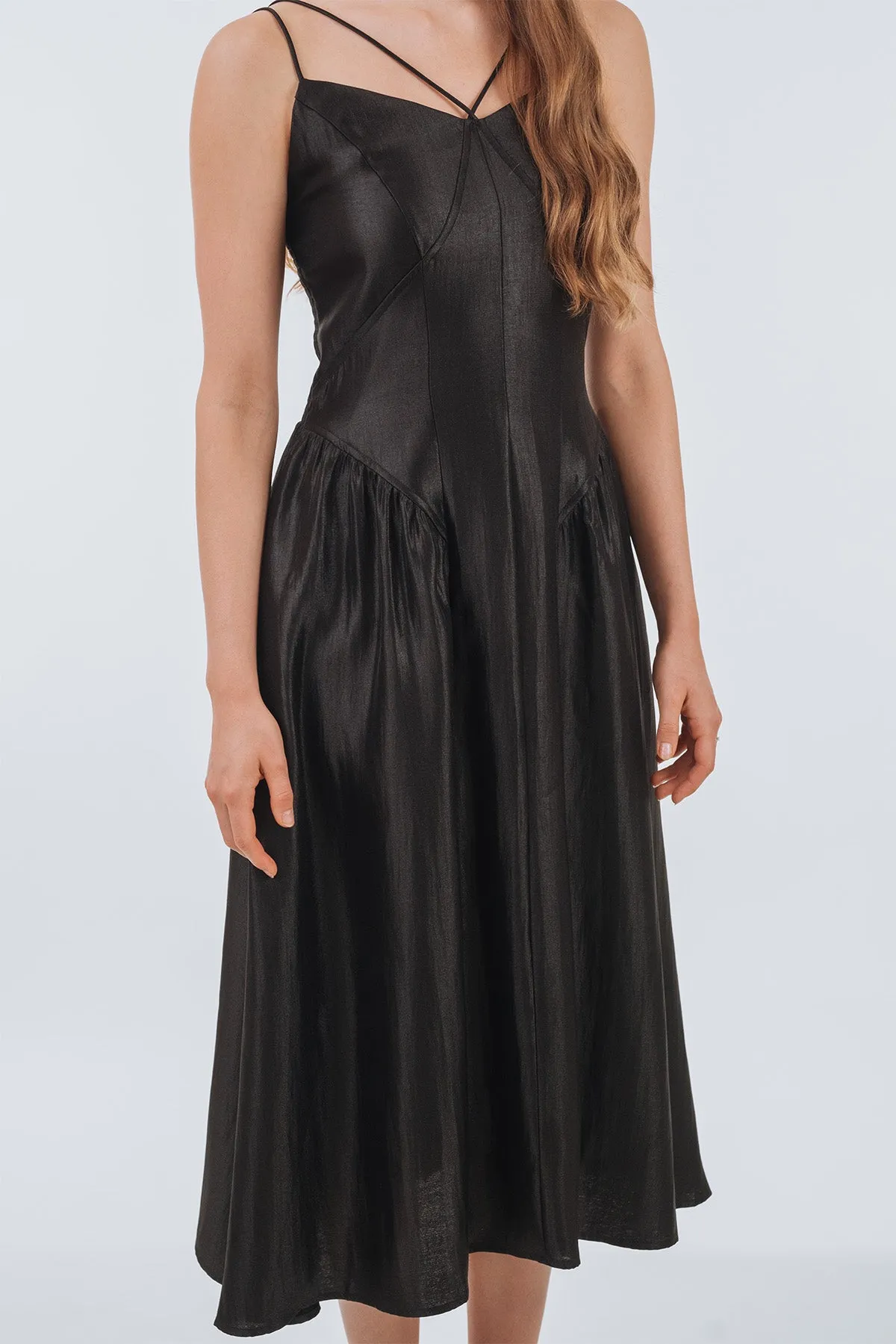 Carsiella Satin Halter Camisole Maxi Dress