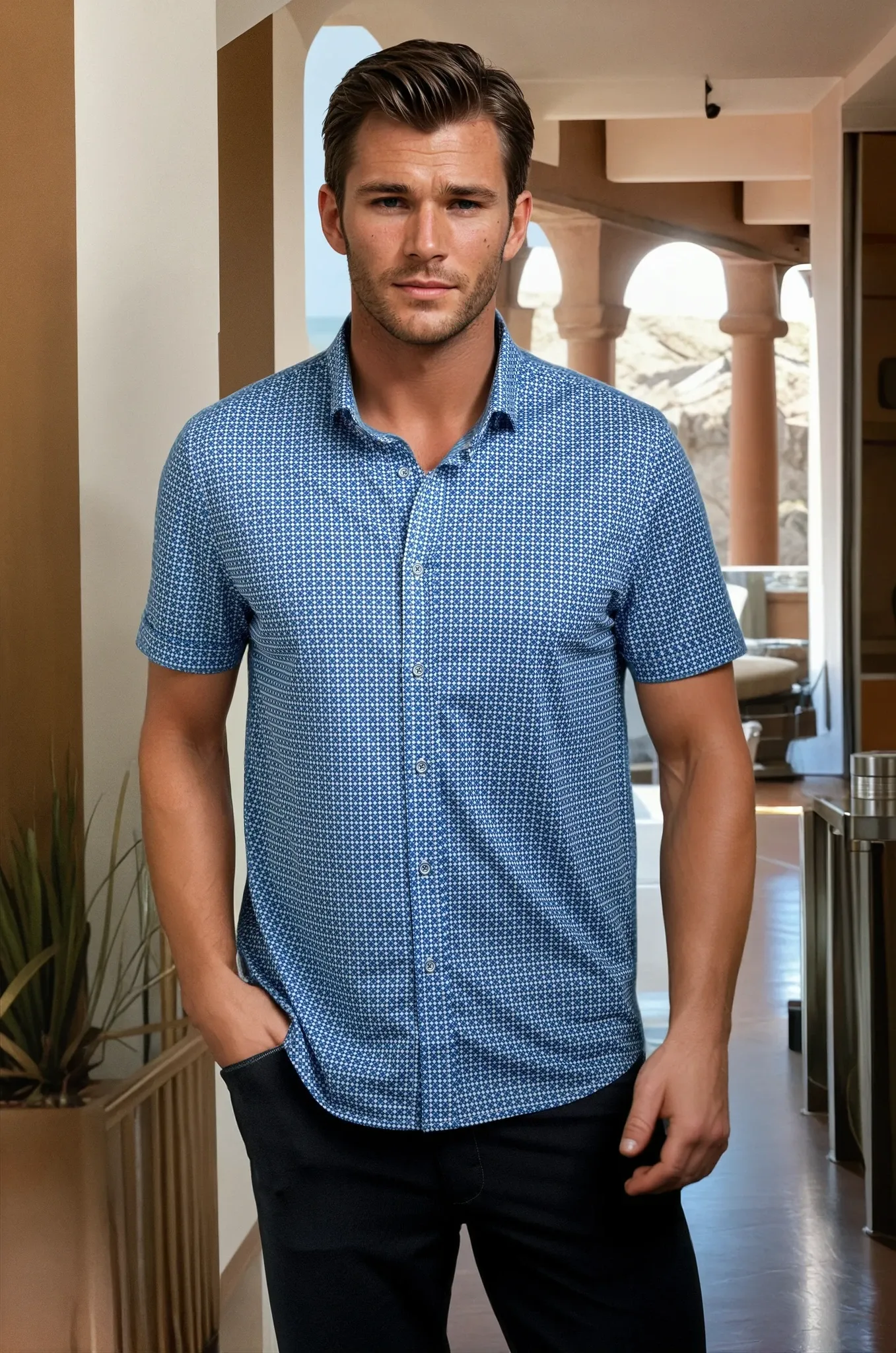 Castille Check Short Sleeve Tech Shirt
