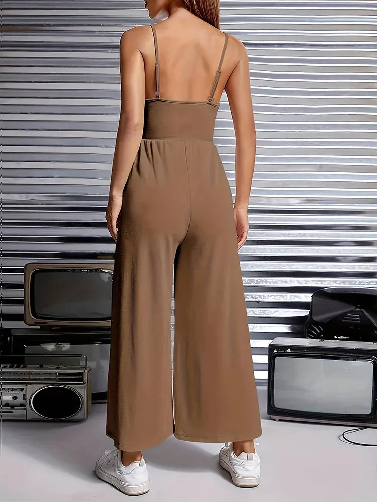 Casual Taupe Jumpsuit for Artistic Outings