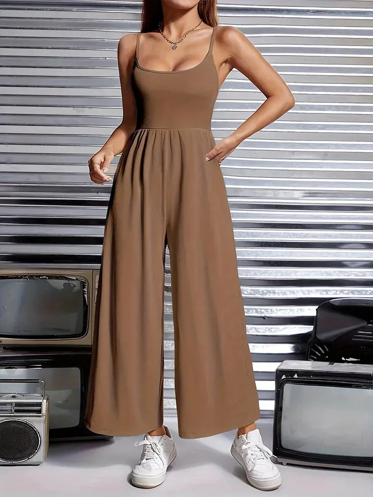 Casual Taupe Jumpsuit for Artistic Outings