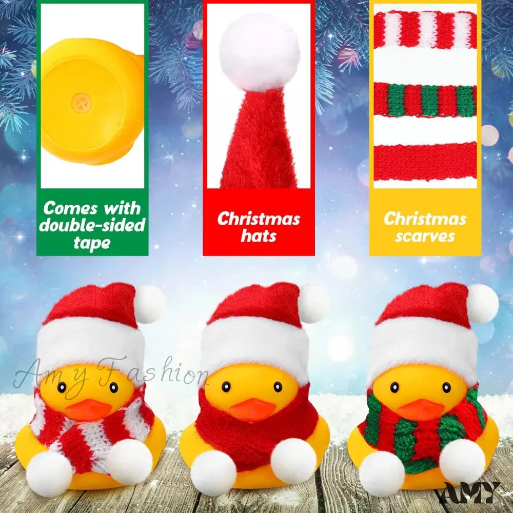 Christmas Mini Rubber Duckies with Hats and Scarf - Set of 12