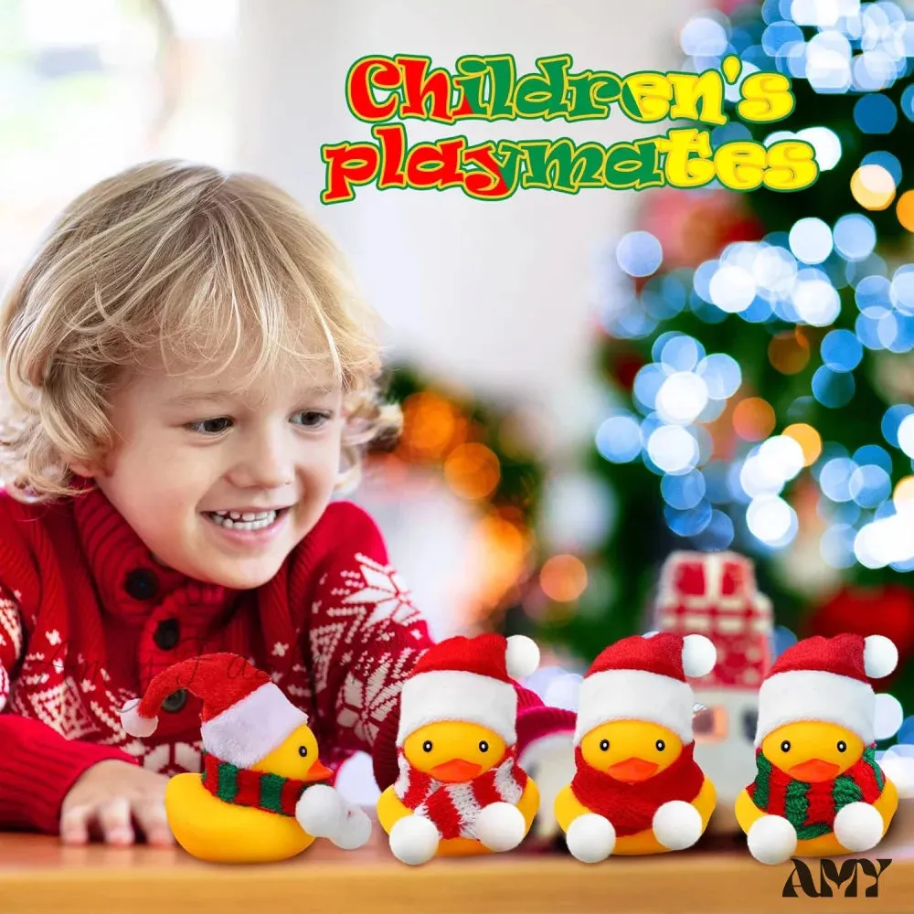 Christmas Mini Rubber Duckies with Hats and Scarf - Set of 12