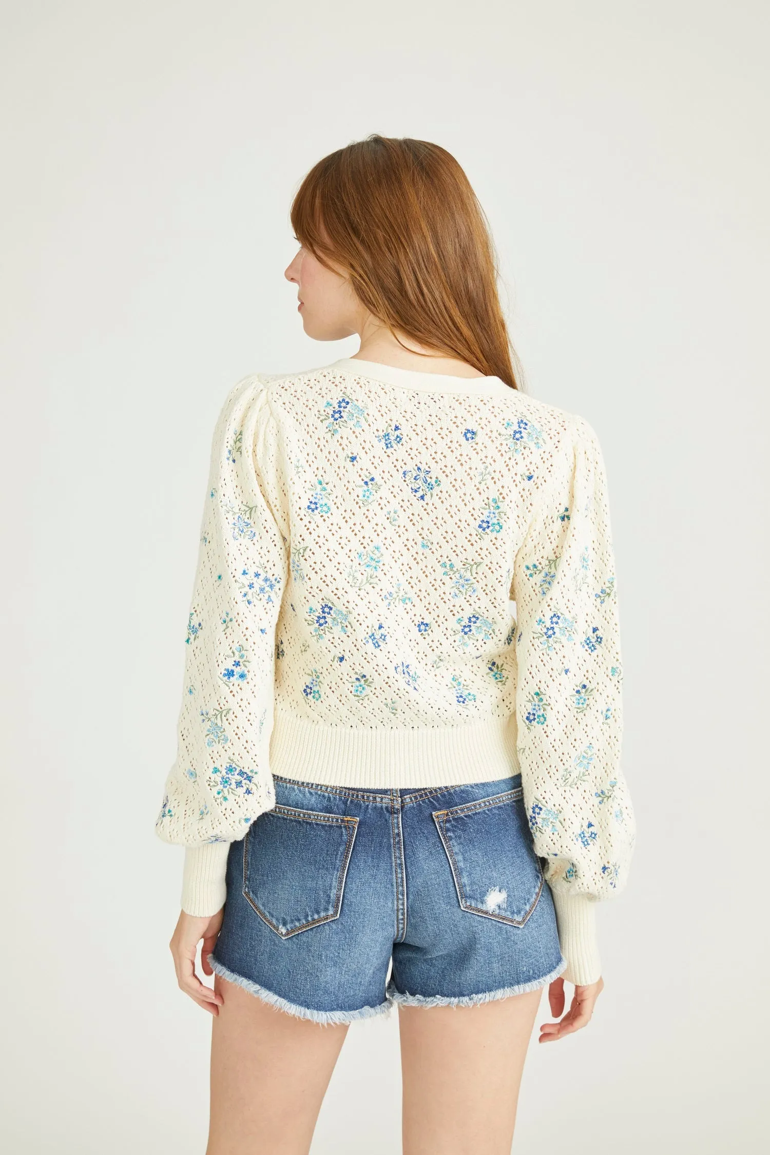 Eyelet Cardi - Nola Sky