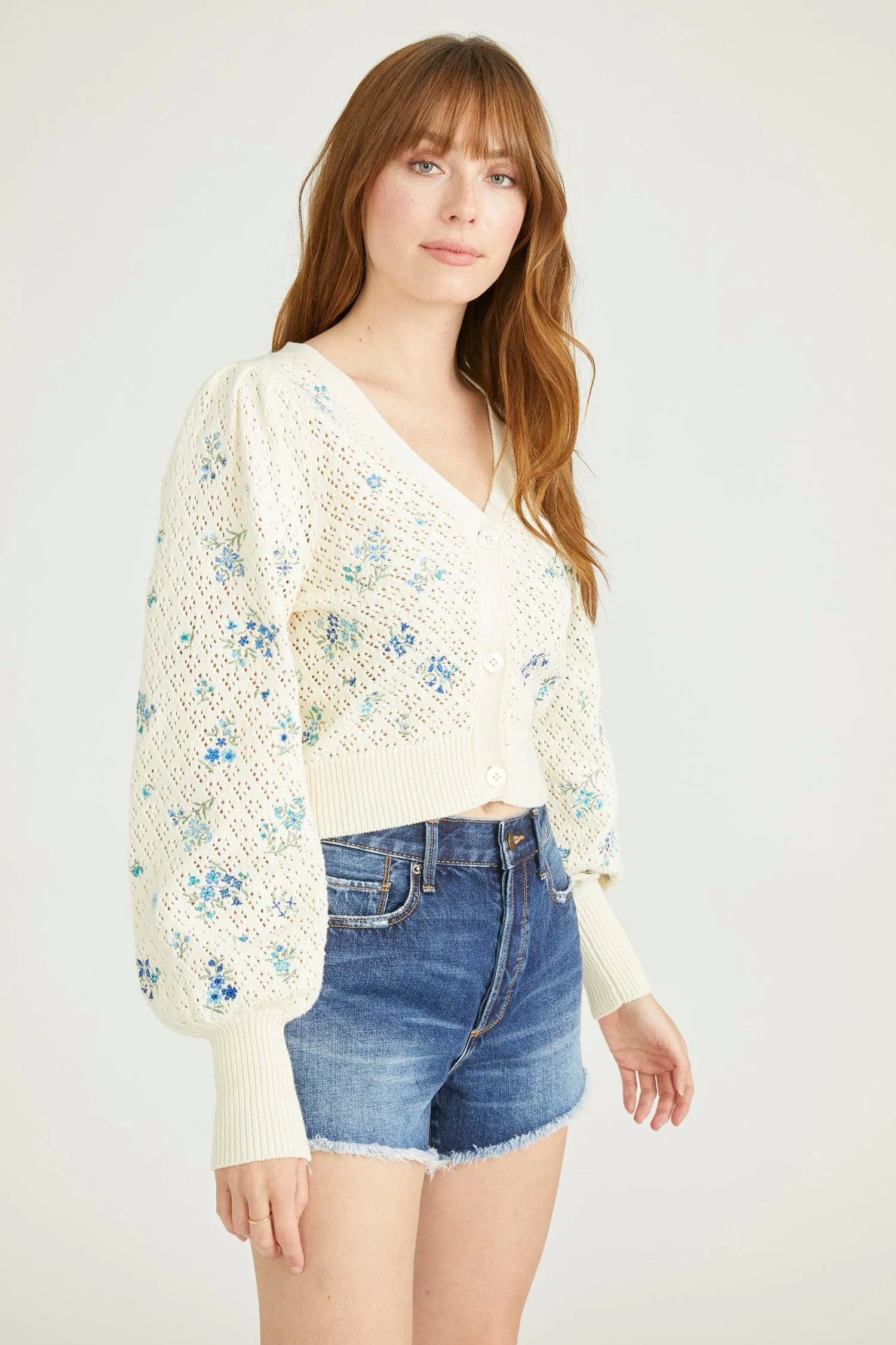 Eyelet Cardi - Nola Sky