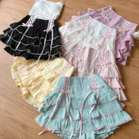 Fruit Cupcake Maid Cafe Pink      Goth               Skirt Skort  Dark Academia Kawaii Academia Y2K Cottagecore Coquette Fairycore Dollette Princesscore Bottoms