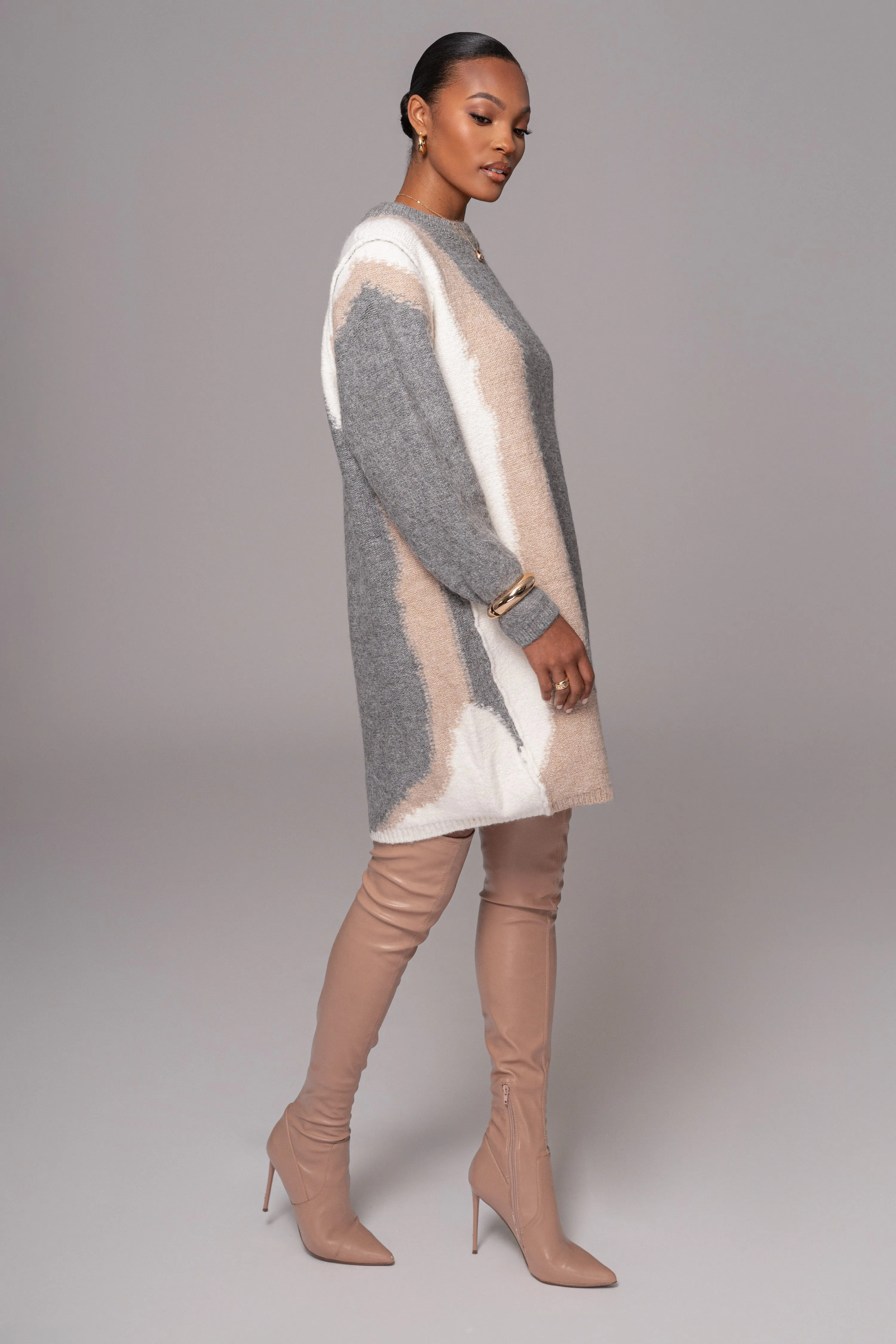 Grey Tash Sweater Knit Dress
