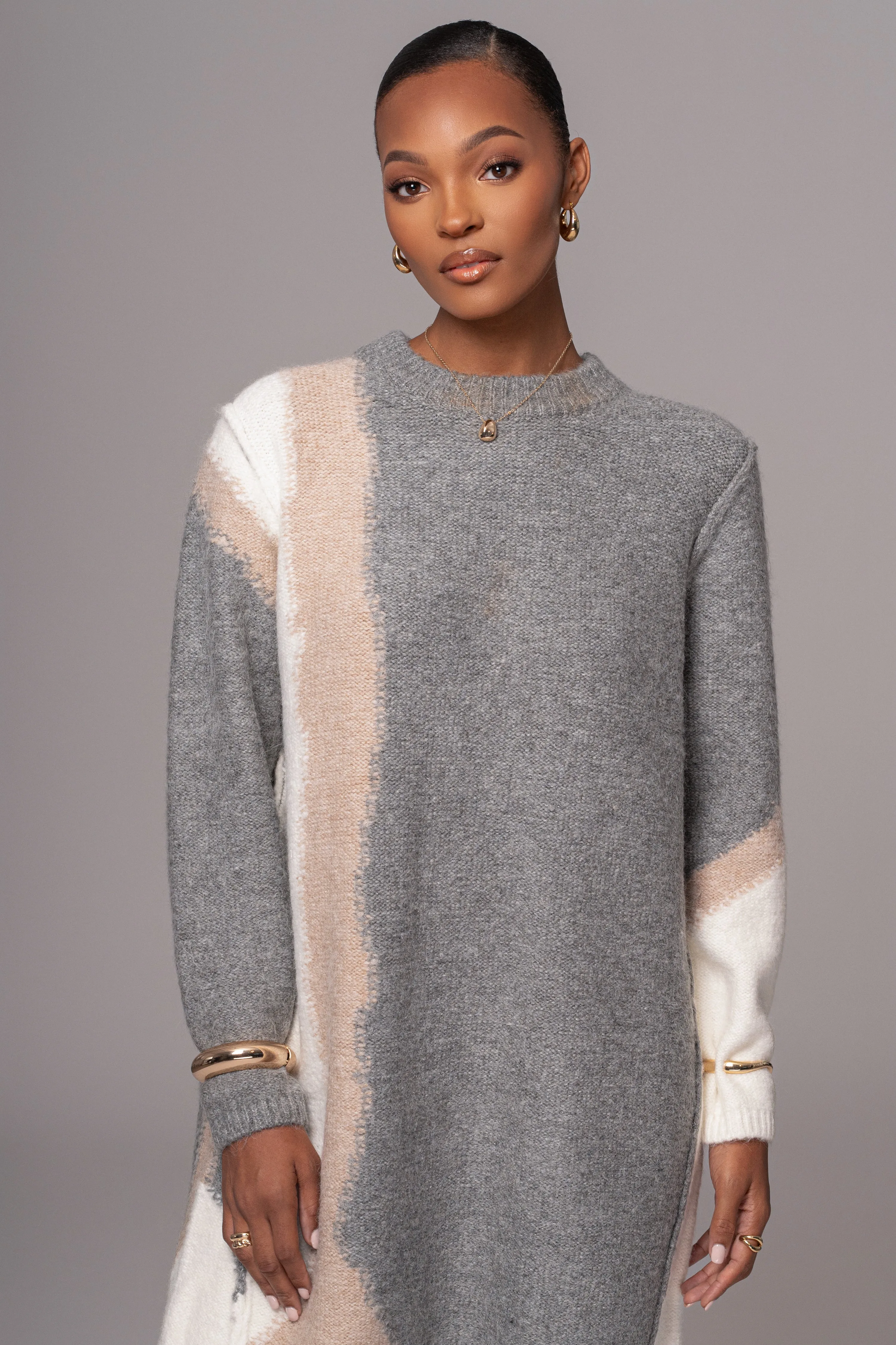 Grey Tash Sweater Knit Dress