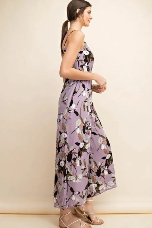 Kori Floral Button Down Jumpsuit - Lilac