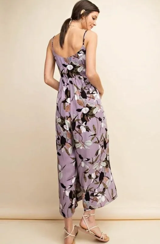 Kori Floral Button Down Jumpsuit - Lilac