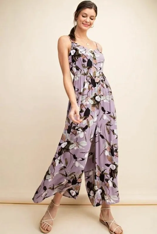 Kori Floral Button Down Jumpsuit - Lilac