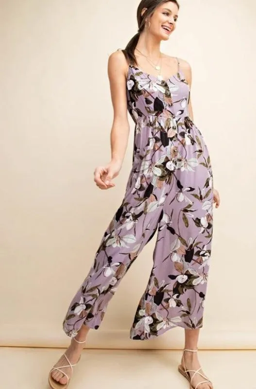 Kori Floral Button Down Jumpsuit - Lilac