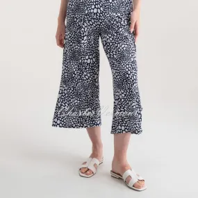 Marble Abstract Print Culotte Trouser - Style 7940-103 (Navy)