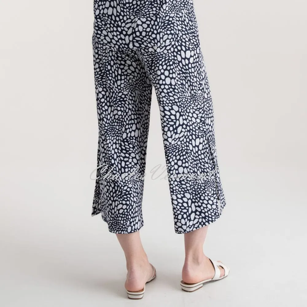 Marble Abstract Print Culotte Trouser - Style 7940-103 (Navy)