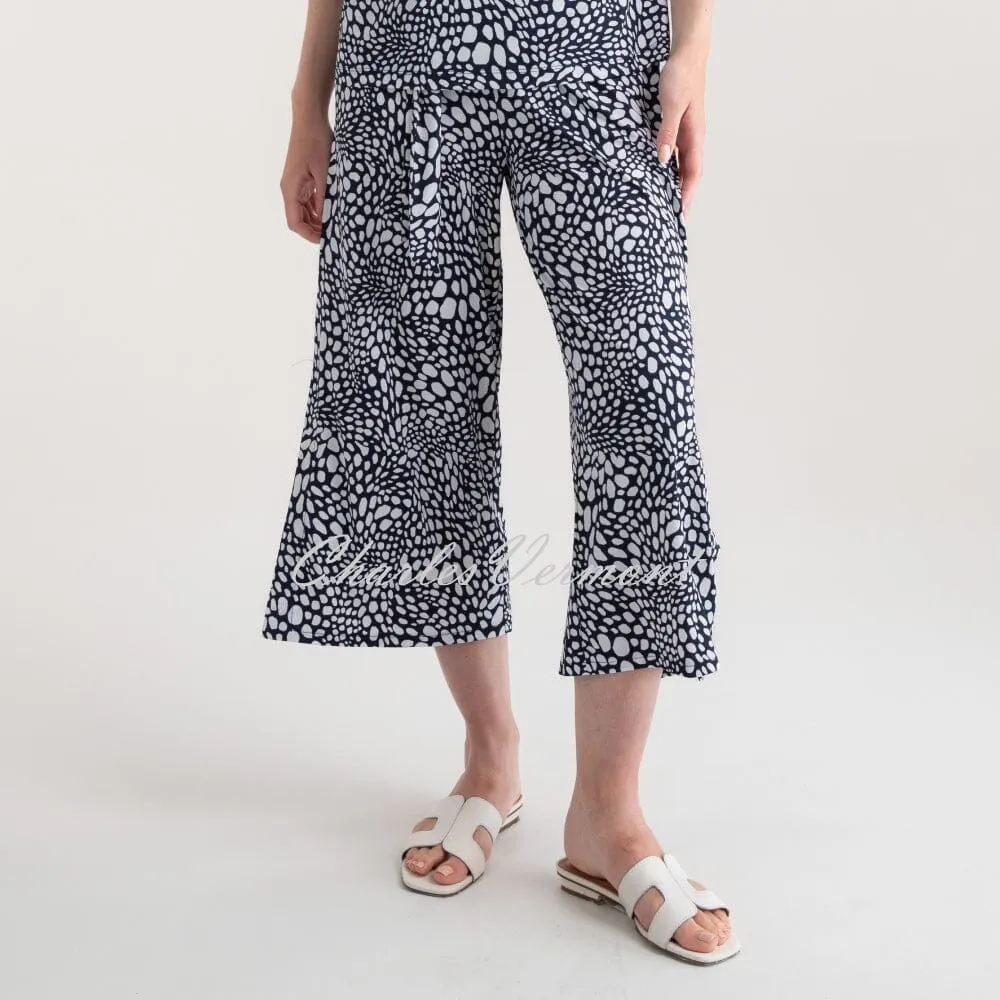 Marble Abstract Print Culotte Trouser - Style 7940-103 (Navy)