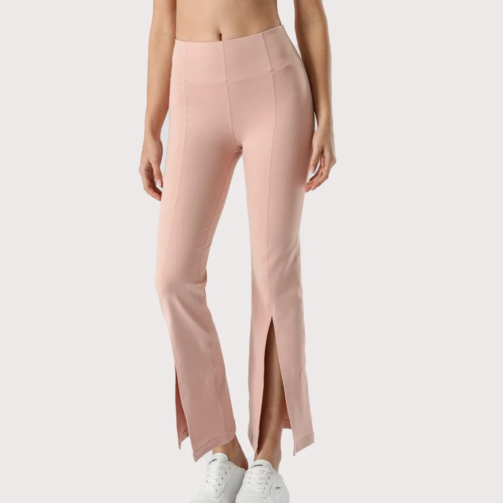 Mid Waist Flare Pants with Center Front Slits by Anna-Kaci