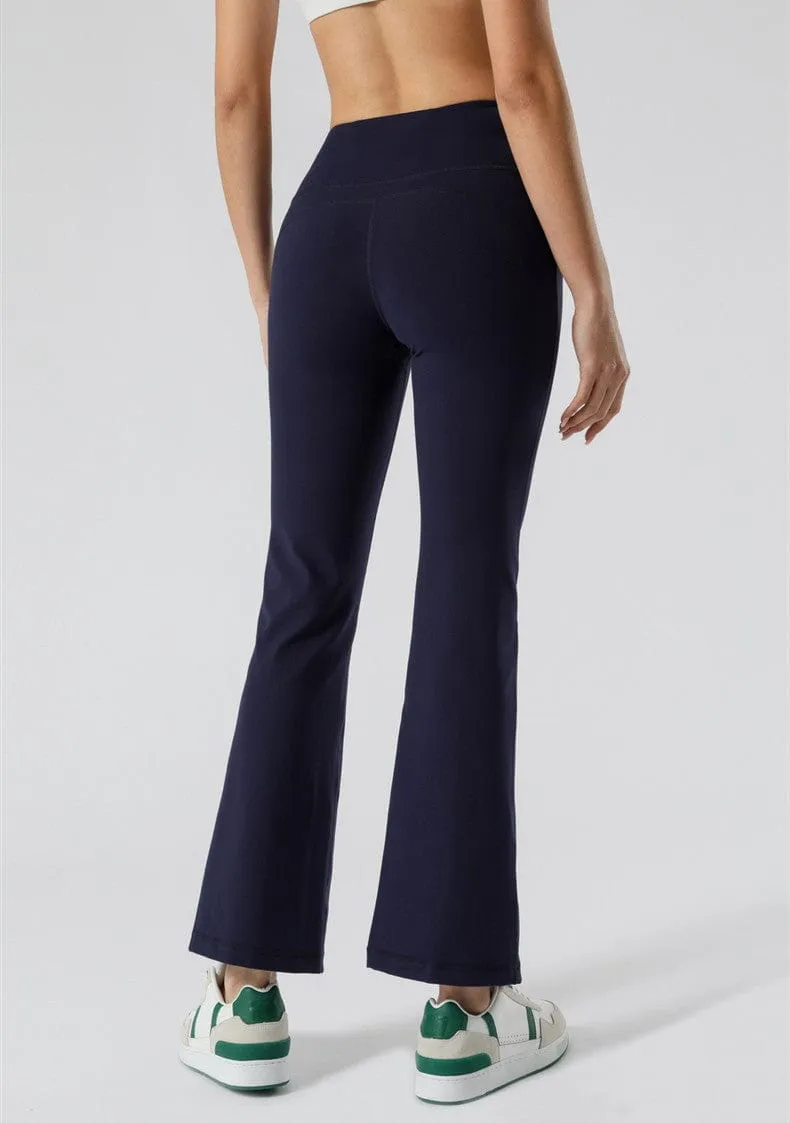 Mid Waist Flare Pants with Center Front Slits by Anna-Kaci