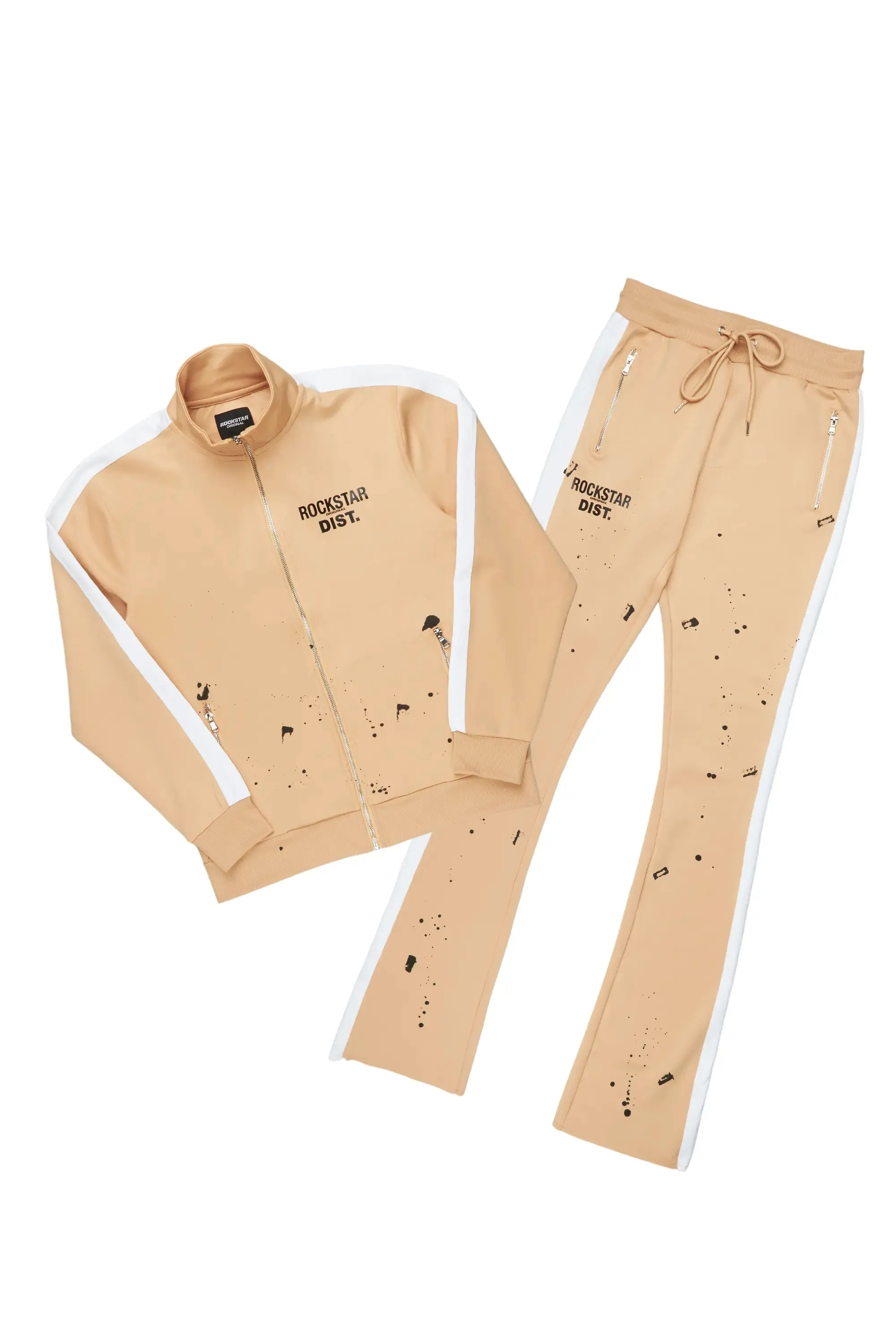 Raffer Beige Super Stacked Tricot Track Set