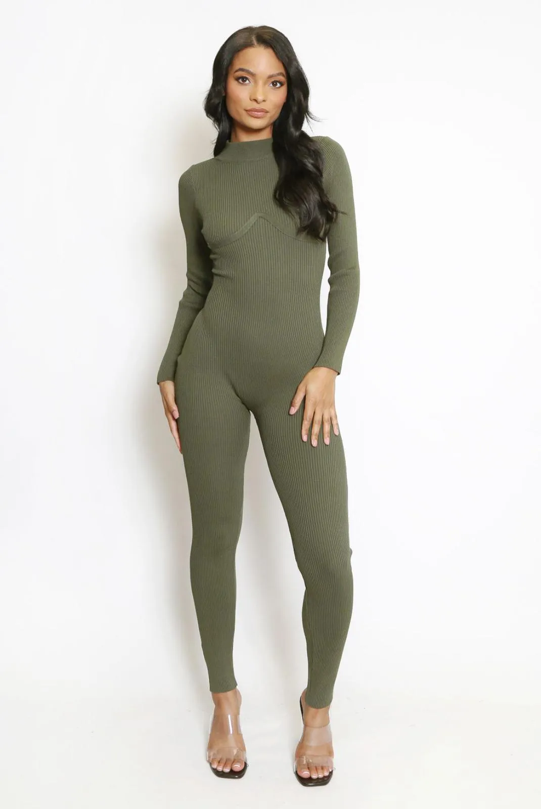 RIA BEIGE FULL SLEEVE RIB STRETCH ONEZEA