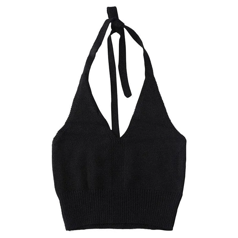 Ribbed Camisole With Halterneck