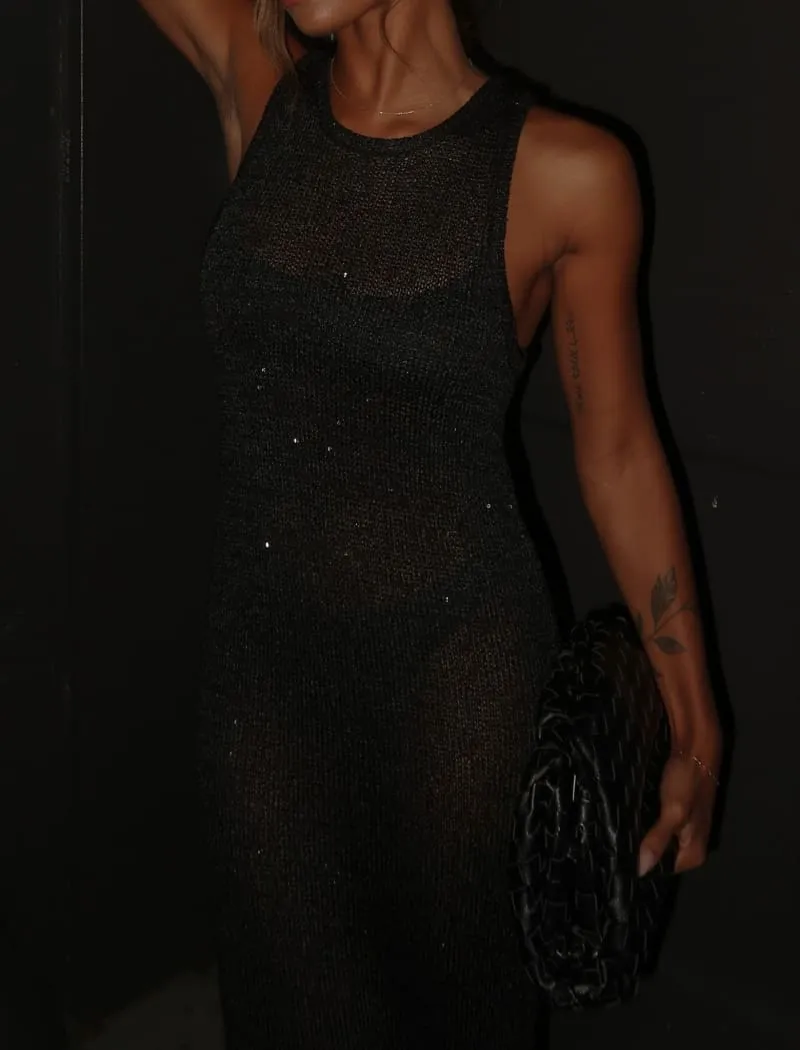 Stella Maxi Dress | Black Sequin