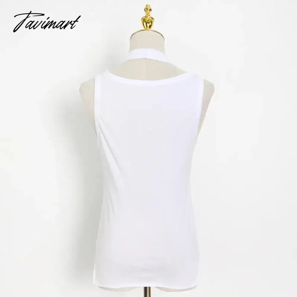 TAVIMART -  Irregular Solid Color Tank Tops Women 2024 New Summer Chic Simple O-neck Sleeveless Tops Vest Casual Fashion Camisole Female