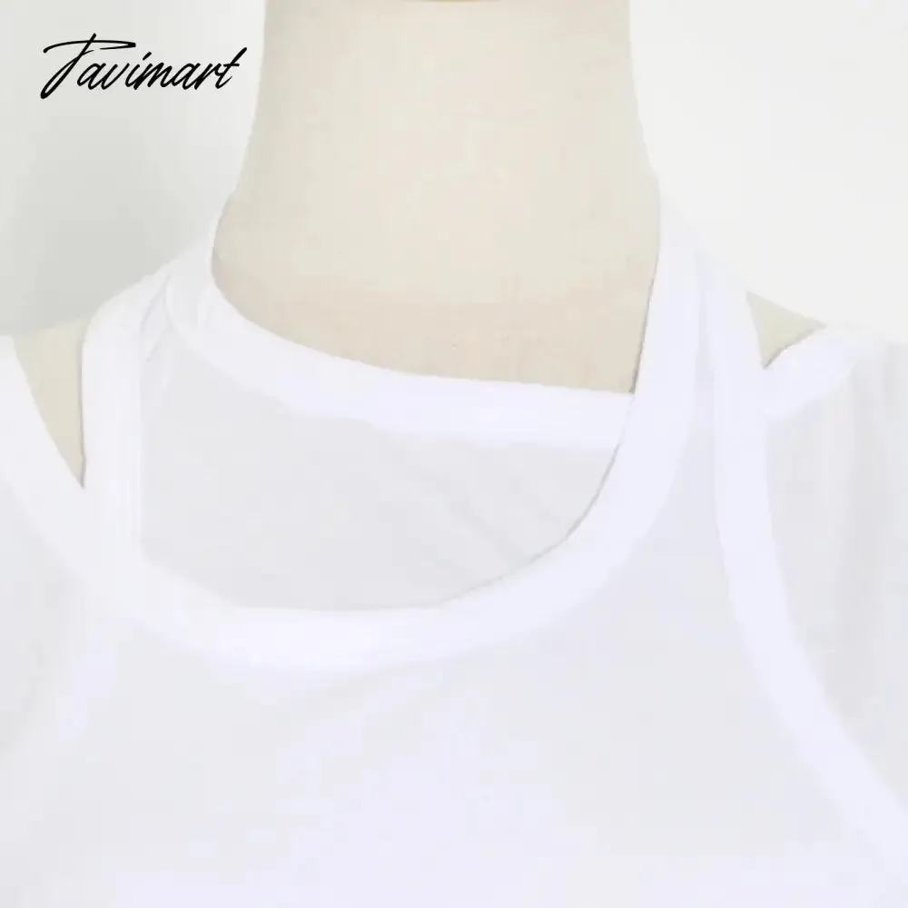 TAVIMART -  Irregular Solid Color Tank Tops Women 2024 New Summer Chic Simple O-neck Sleeveless Tops Vest Casual Fashion Camisole Female