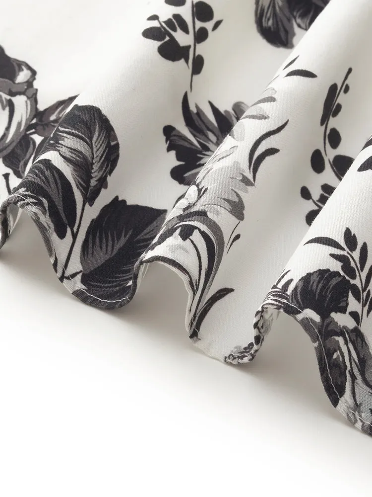 Tencel Print Gathered Waist Women Midi Vest Dress With Belt