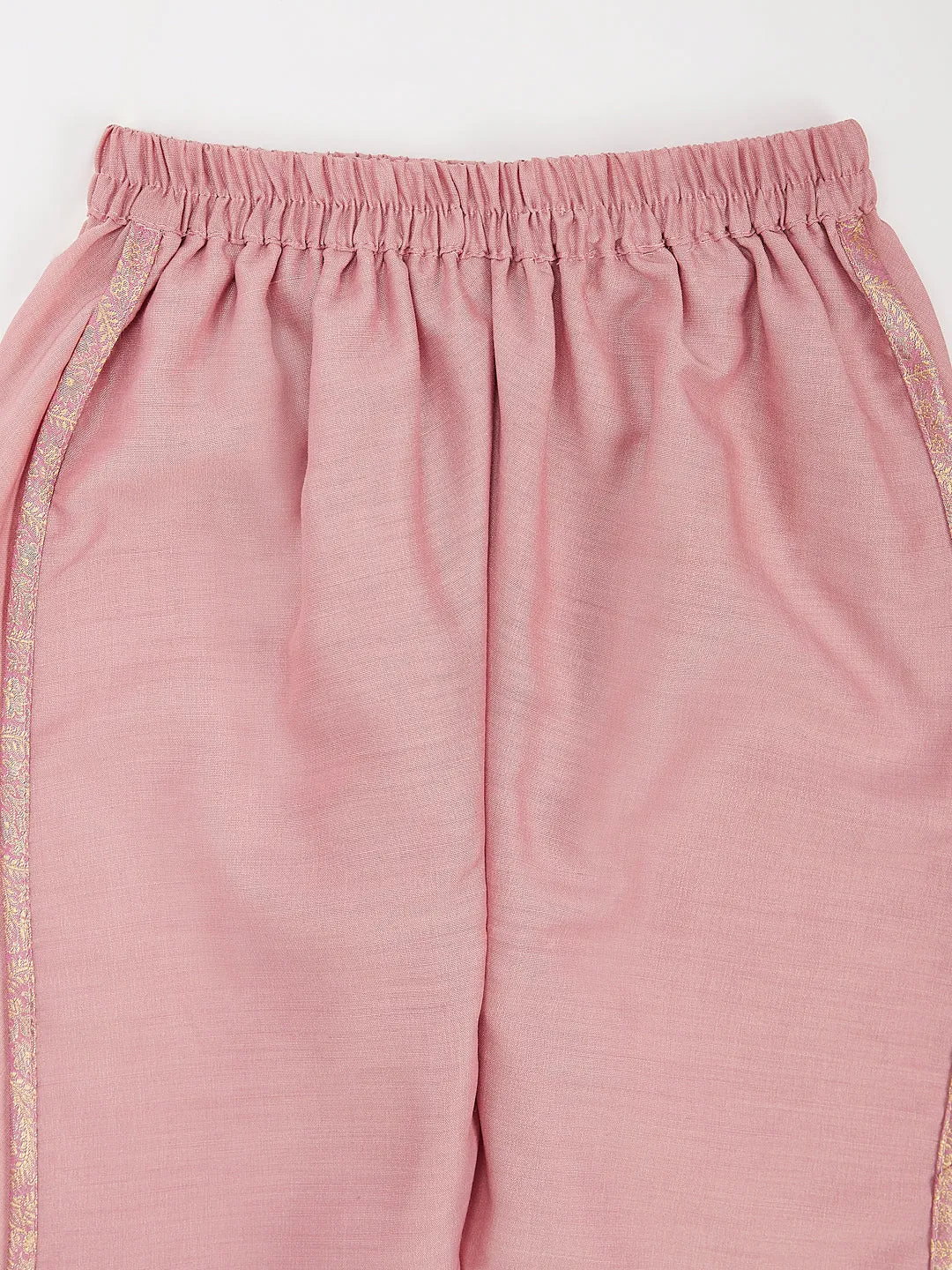 VASTRAMAY Girls' Pink Kurta And Dhoti Pant Set