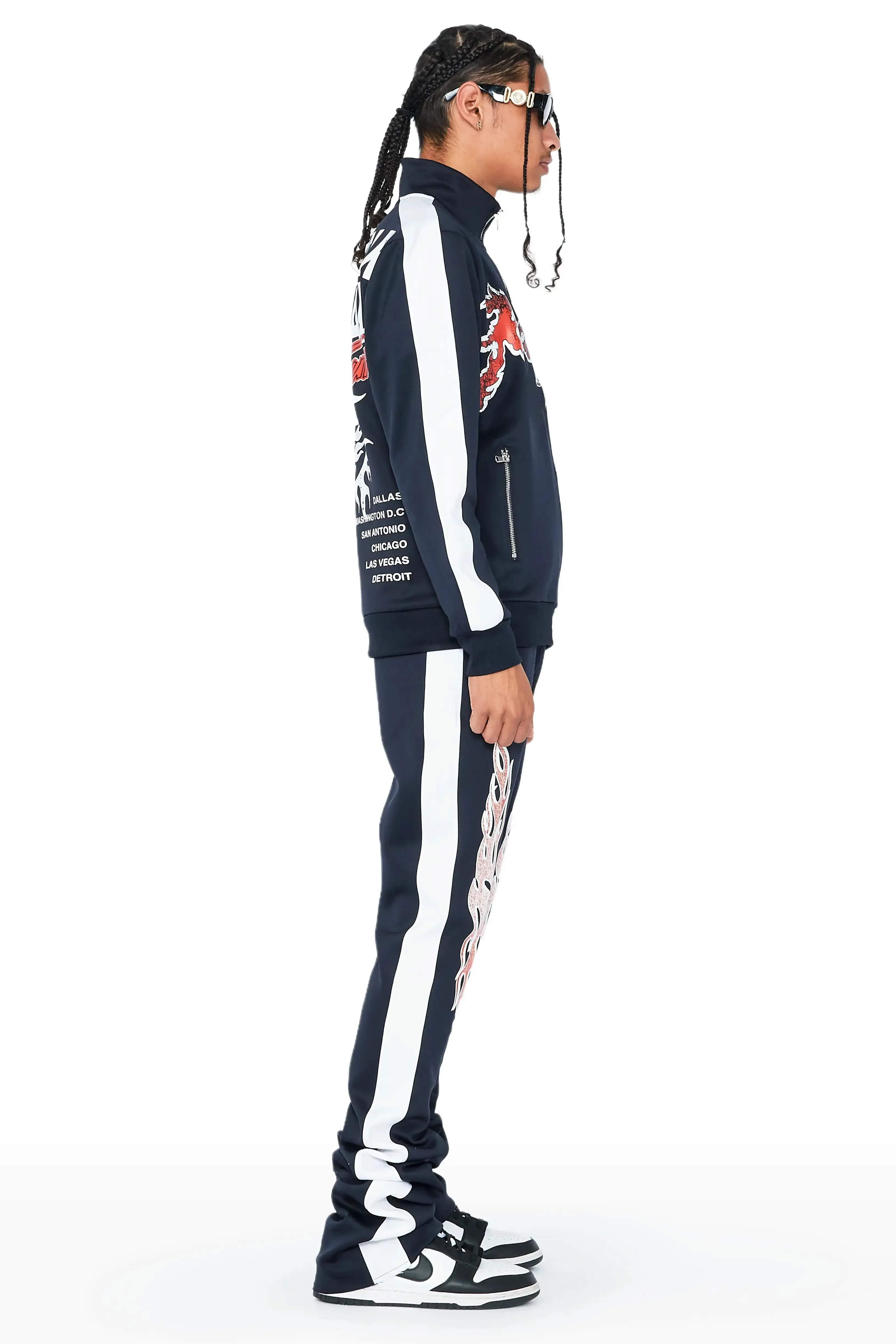 Yash Black Tricot Stacked Flare Track Set